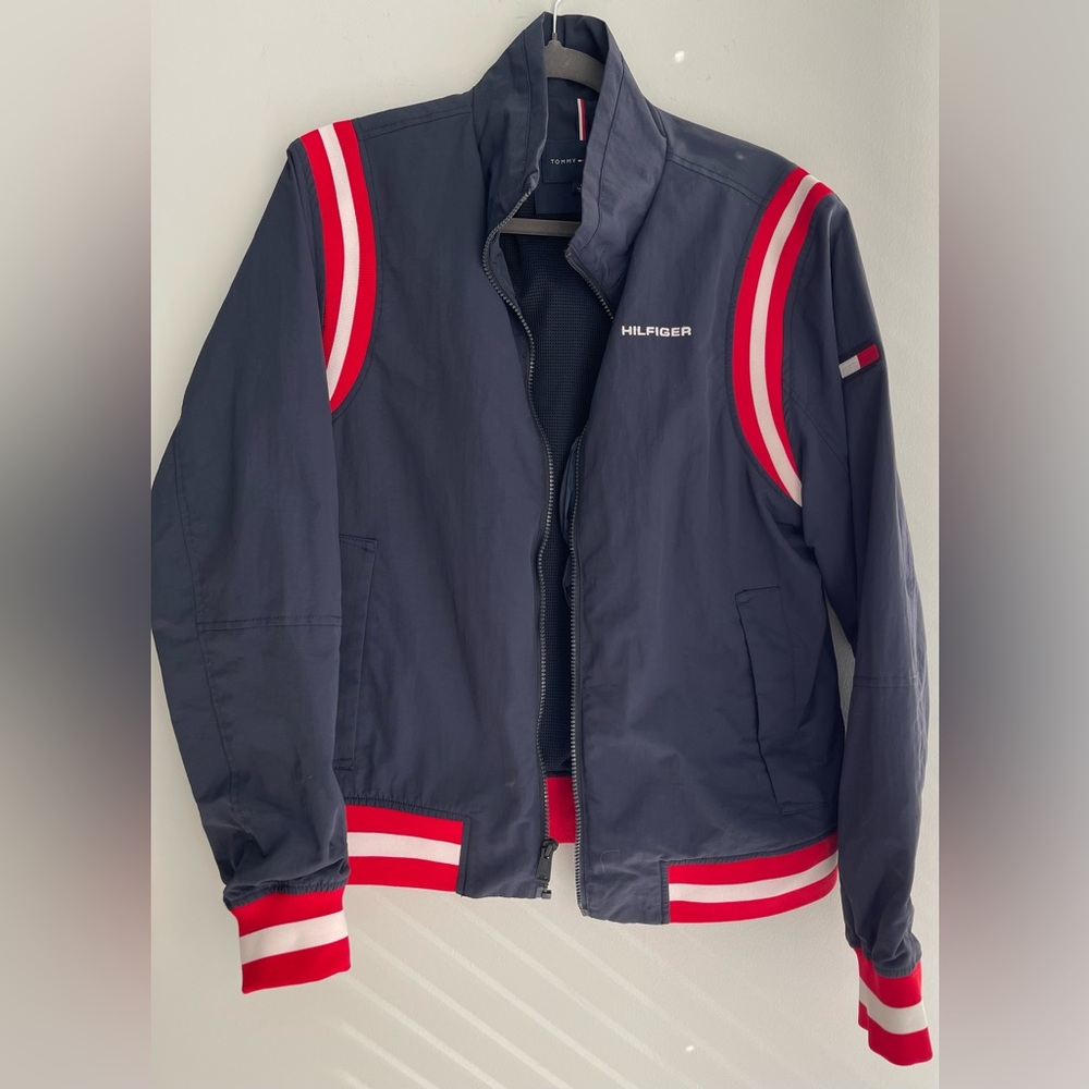 Tommy Hilfiger Navy and Red Bomber Jacket